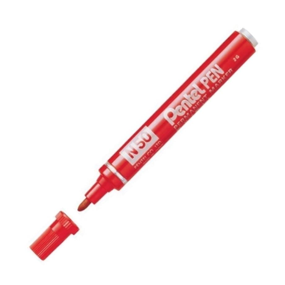 PENTEL PERMANENT MARKÖR N50-B YUVARLAK UÇ KIRMIZI