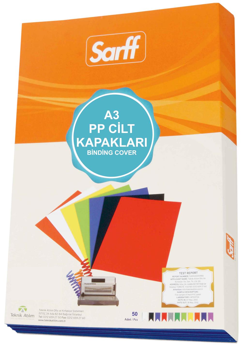 SARFF CİLT KAPAĞI A3 PVC OPAK BEYAZ 100LÜ 15201024