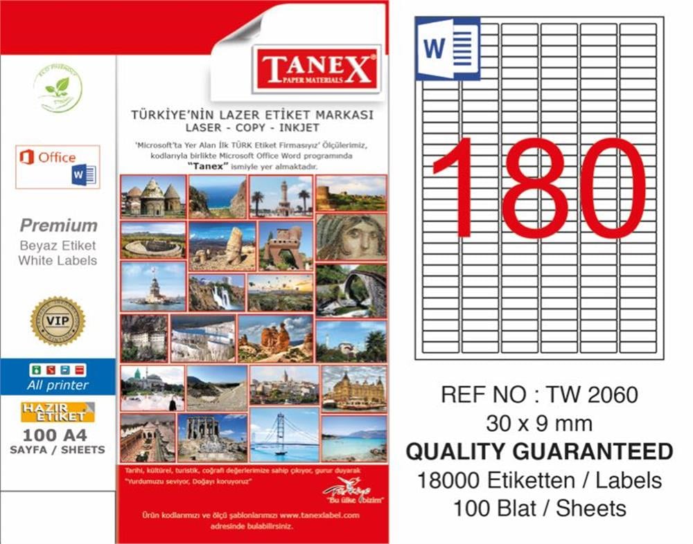 TANEX LASER ETİKET TW-2060 30 X 9 MM