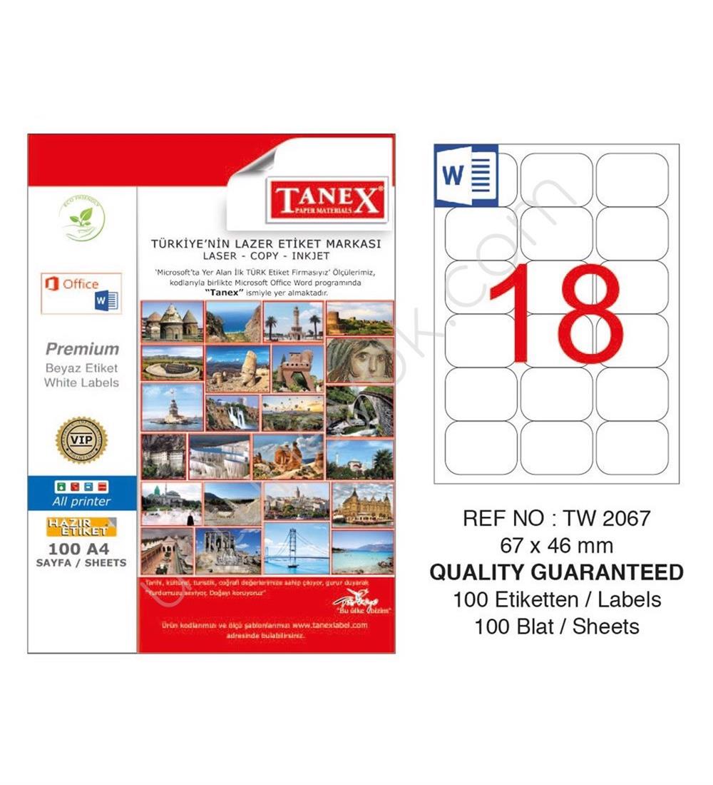 TANEX LASER ETİKET TW-2067 67X46 MM