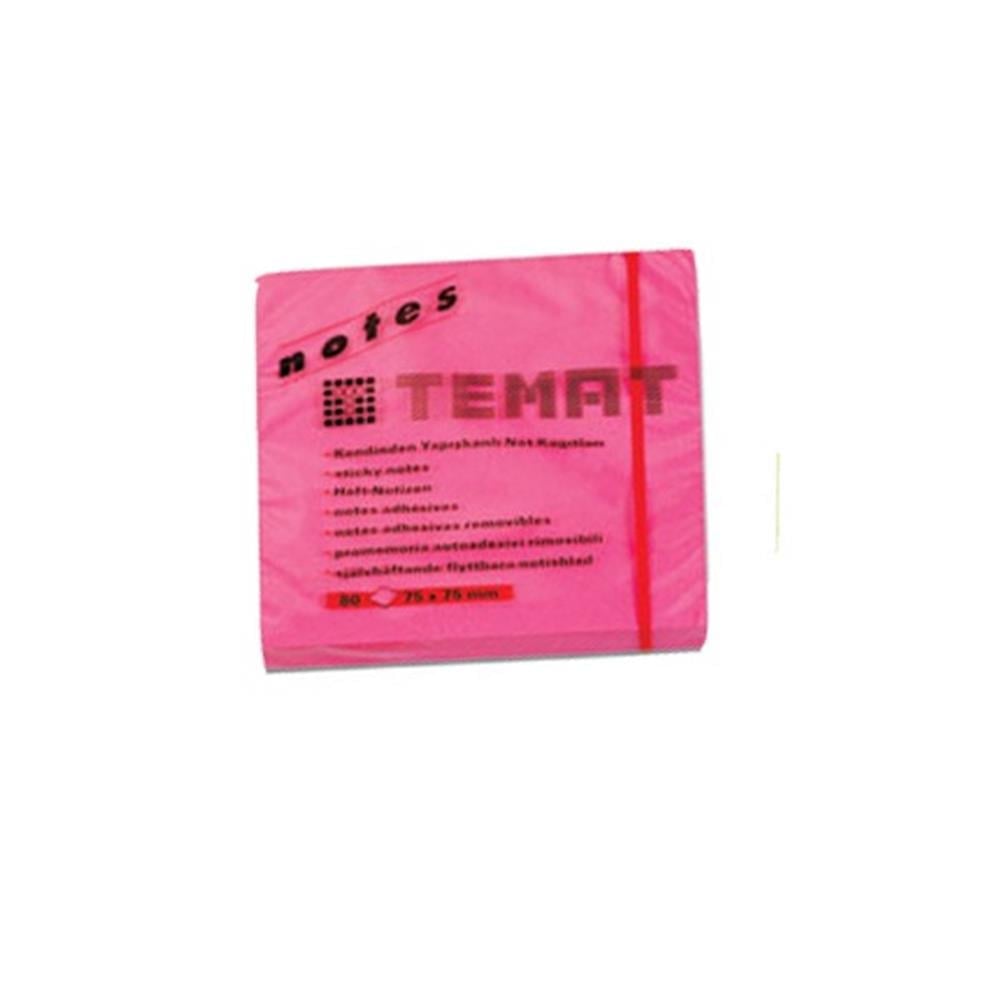 TEMAT 75X75 MM NOT KAĞIDI FOSFORLU PEMBE