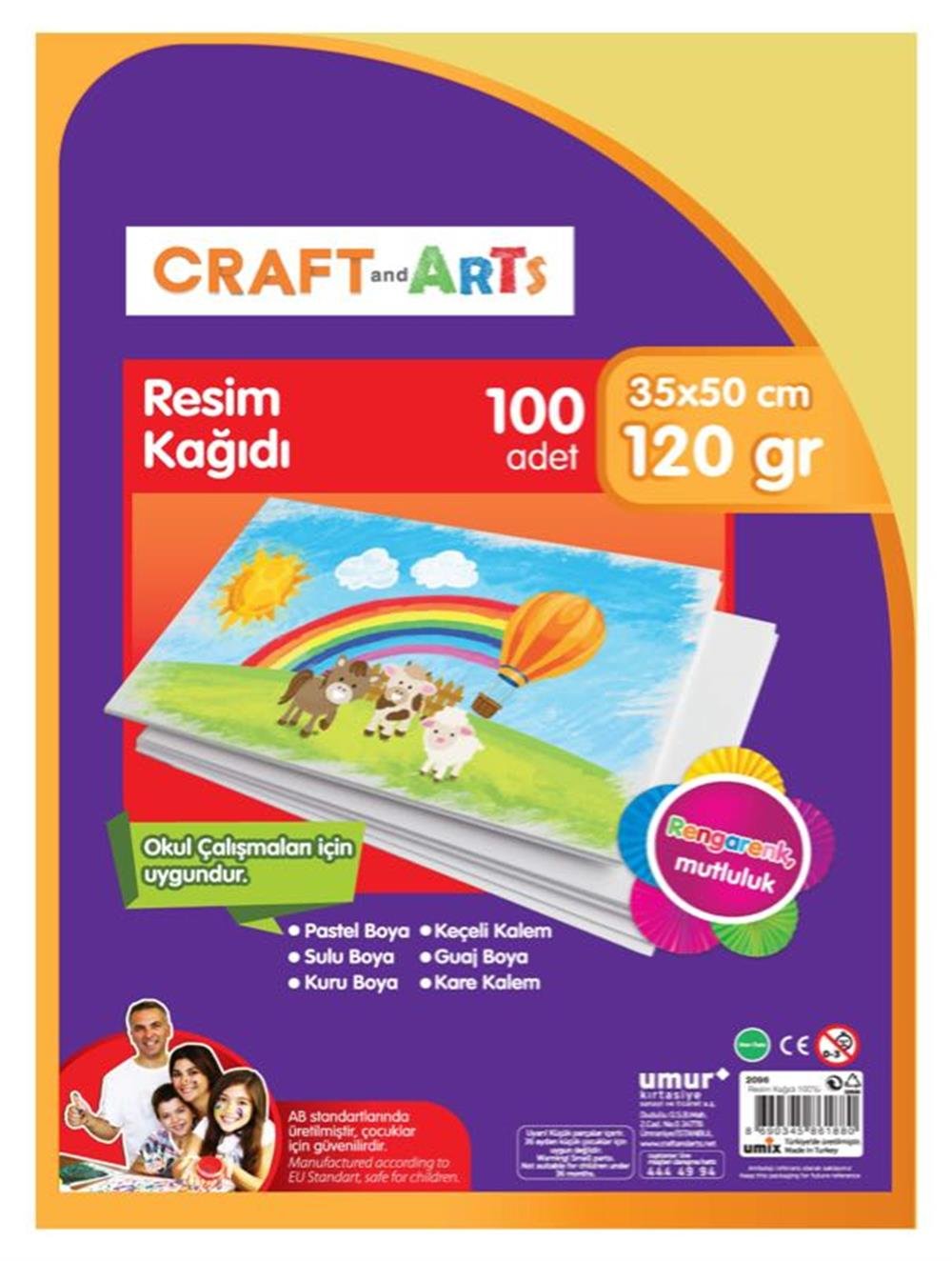 UC RESİM KAĞIDI 100 LÜ PAKET 35X50 CM 2096