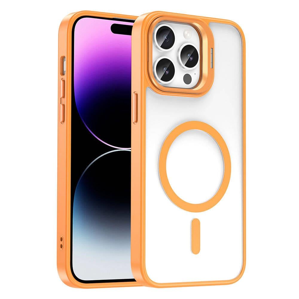 Apple iPhone 14 Pro Kılıf M-safe Şarj Özellikli Standlı Zore M-safe Klon Lensli Kapak