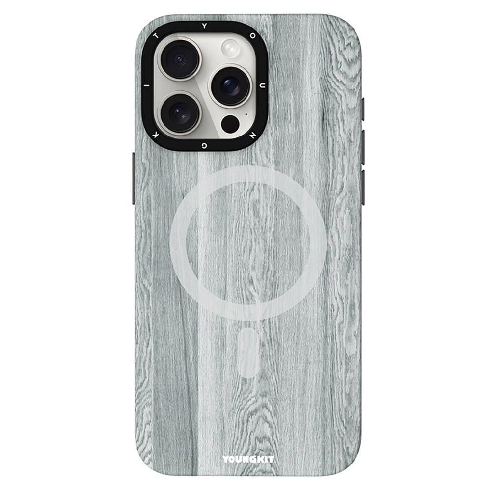 Apple iPhone 14 Pro Kılıf M-safe Şarj Özellikli Sararmaya Dayanıklı Youngkit Wood Forest Serisi Kapak