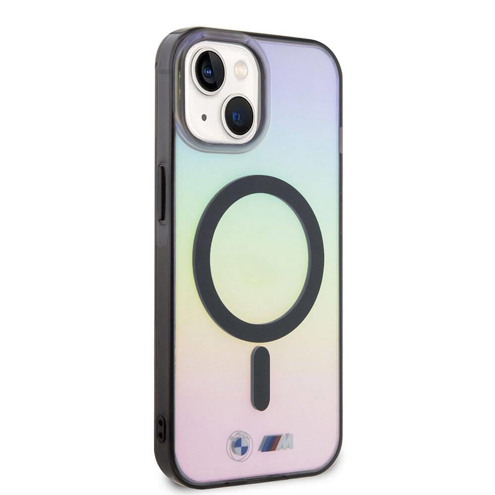 Apple iPhone 15 Kılıf BMW M-safe Şarj Özellikli Transparan Renk Geçişli Iridescent Orjinal Lisanslı Kapak