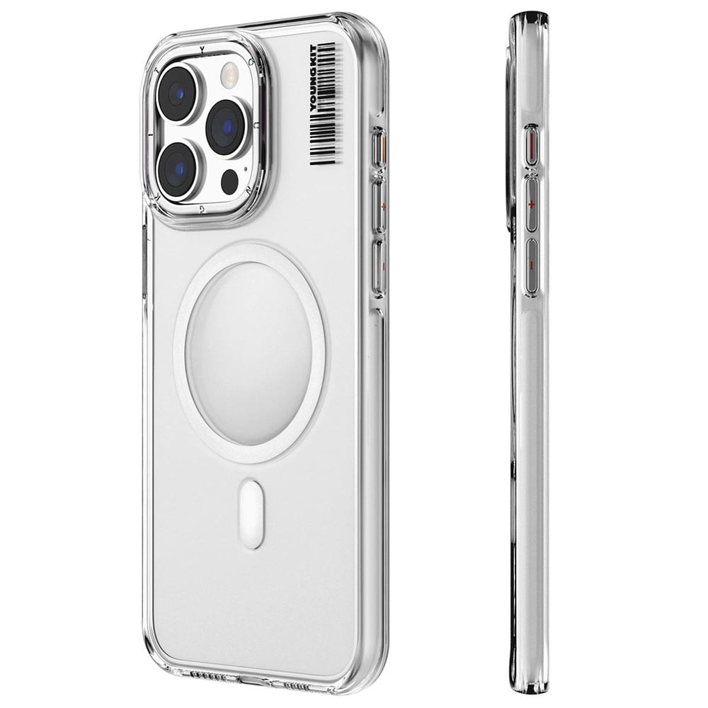 Apple iPhone 15 Pro Kılıf M-safe Şarj Özellikli Şeffaf Youngkit Crystal Shield Serisi Kapak