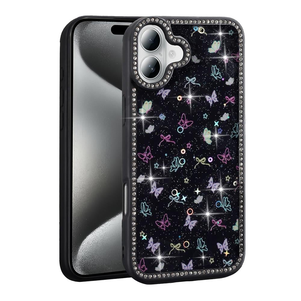 Apple iPhone 16 Kılıf Taşlı ve Simli Tasarım Zore Azra Kapak