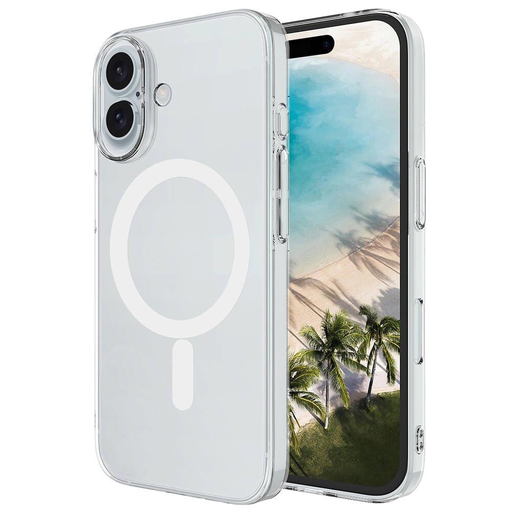 Apple iPhone 16 Kılıf Zore M-safe Şarj Özellikli Şeffaf Tek Kamera Çerçeveli Porto Kapak