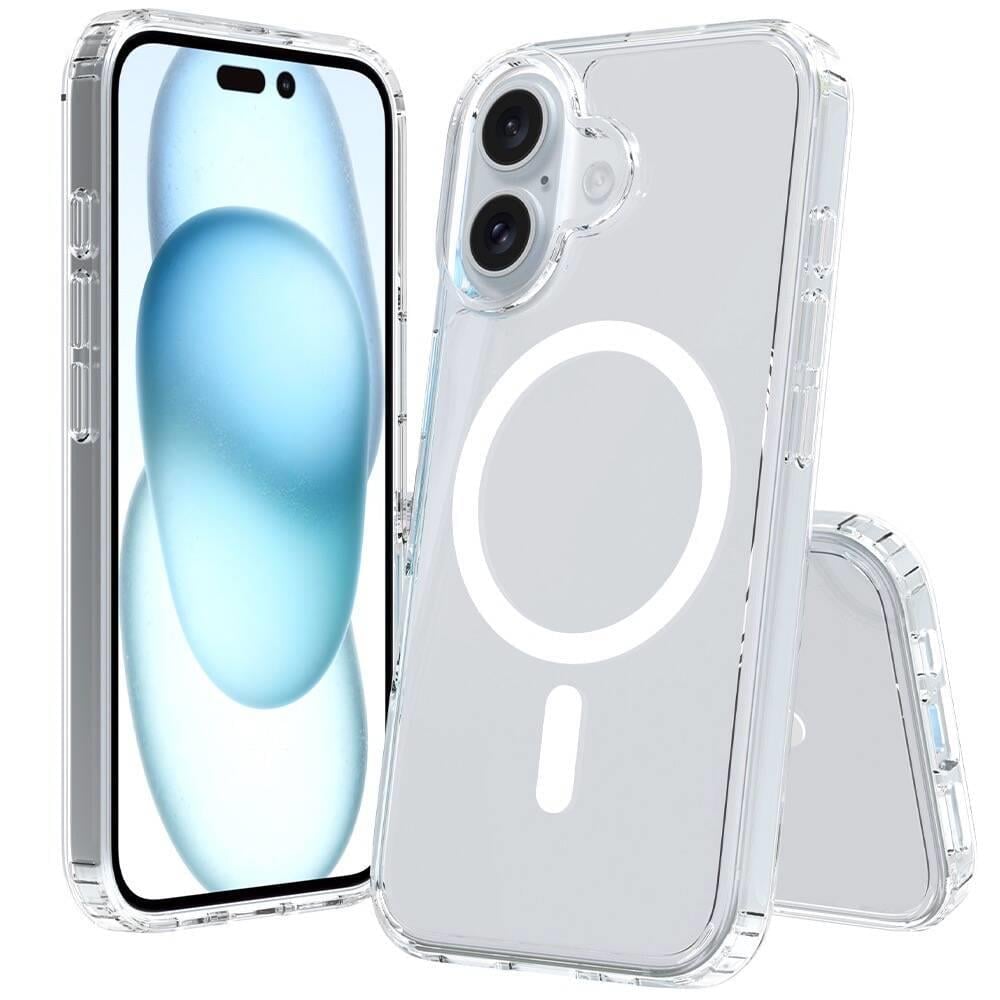 Apple iPhone 16 Plus Kılıf M-safe Şarj Özellikli Şeffaf Sert PC Zore Embos Kapak