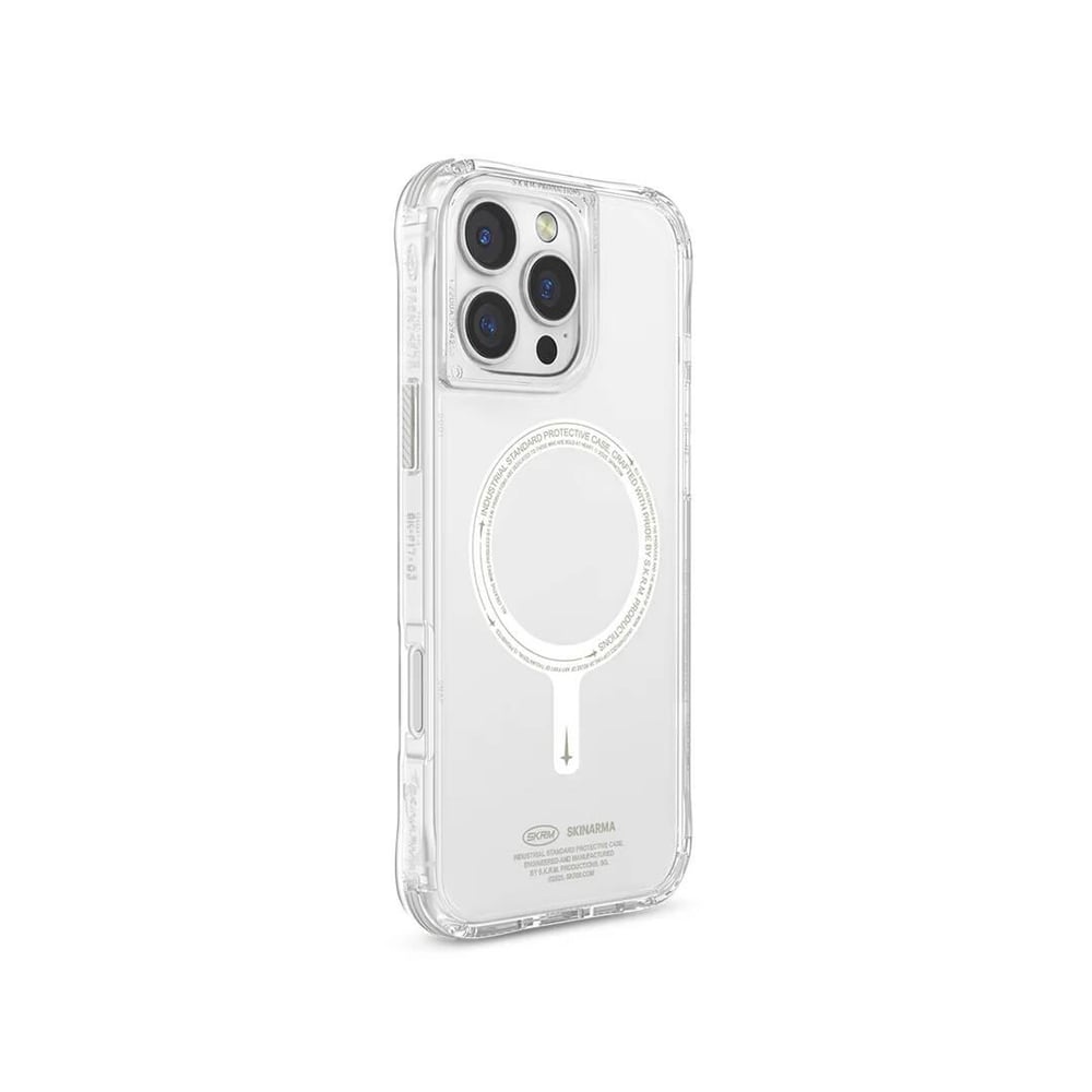Apple iPhone 16 Pro Kılıf M-safe Şarj Özellikli Şeffaf Airbag Tasarımlı Skinarma Saido Nightglow Kapak