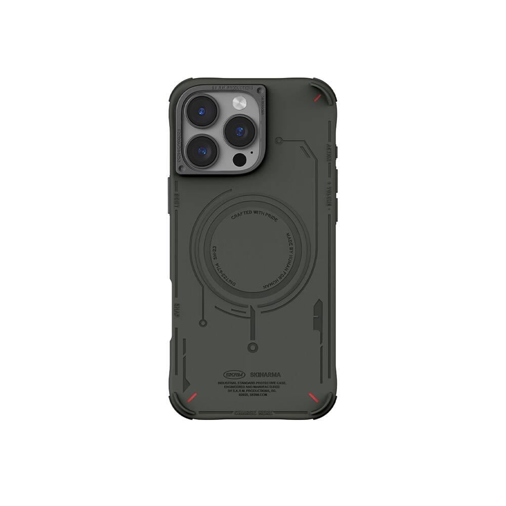 Apple iPhone 16 Pro Max Kılıf M-safe Şarj Özellikli Metal Kamera Çerçeveli Skinarma Mecha Serisi Kapak