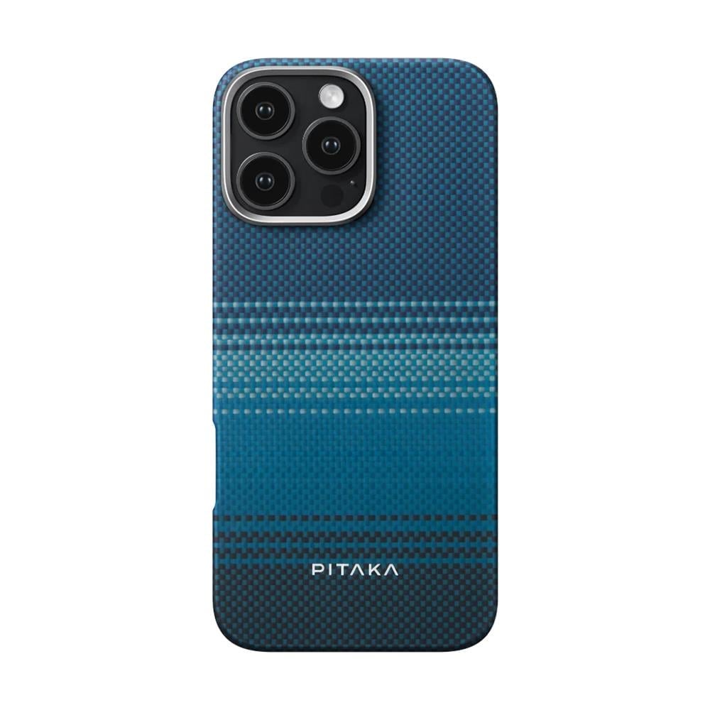 Apple iPhone 16 Pro Max Kılıf M-safe Şarj Özellikli Aramid Fiber Pitaka Tactile Woven Sunset-Moonrise Serisi Moonrise Kapak