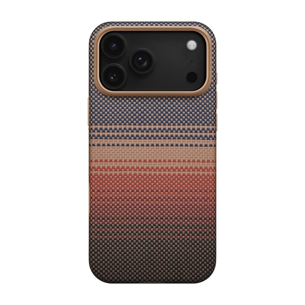 Apple iPhone 17 Pro Max Kılıf M-safe Şarj Özellikli Aramid Fiber Pitaka Military-Grade Sunset-Moonrise Serisi Sunset Kapak