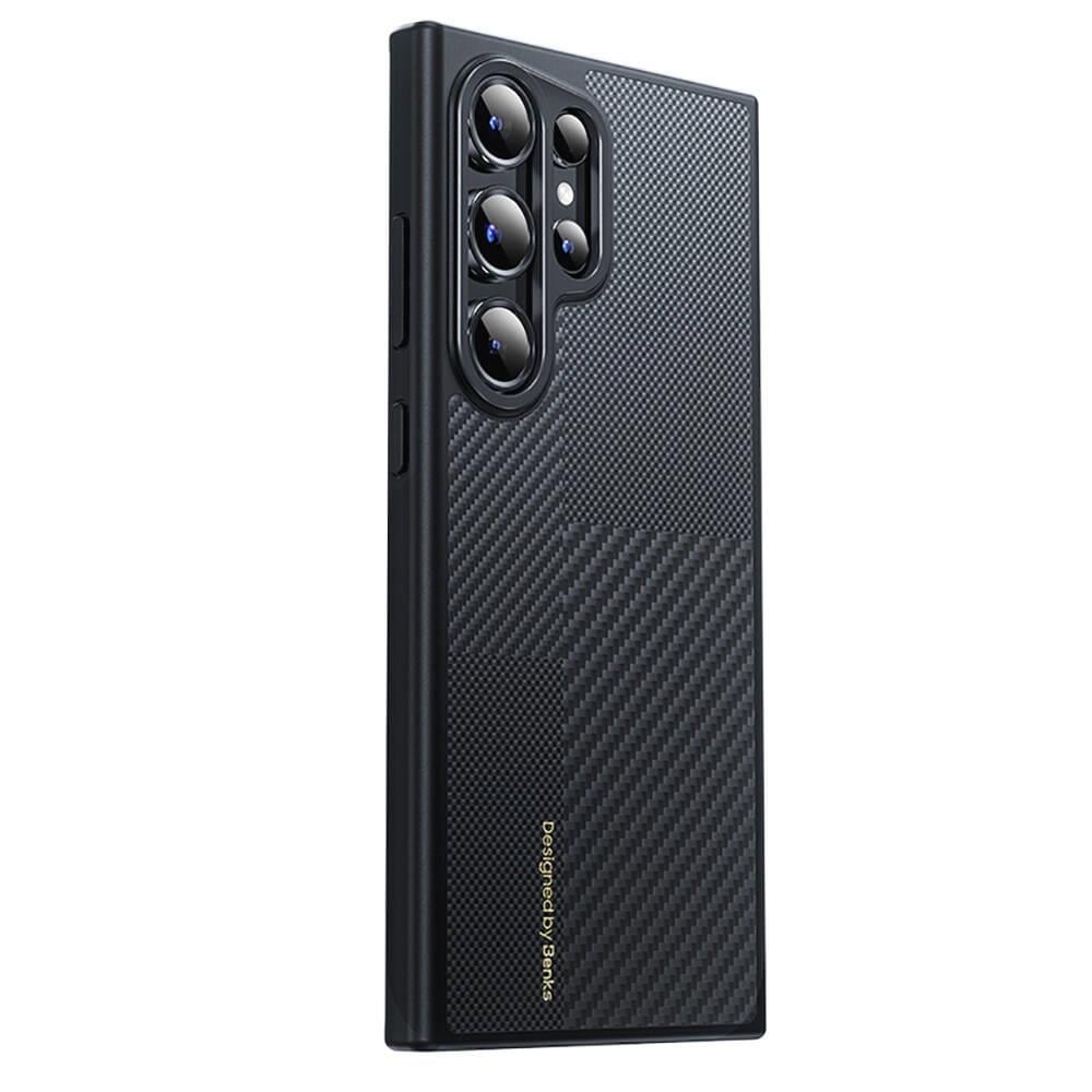 Galaxy S24 Ultra Kılıf M-safe Şarj Özellikli Karbon Fiber Benks Montage Hybrid ArmorPro Kevlar Kapak