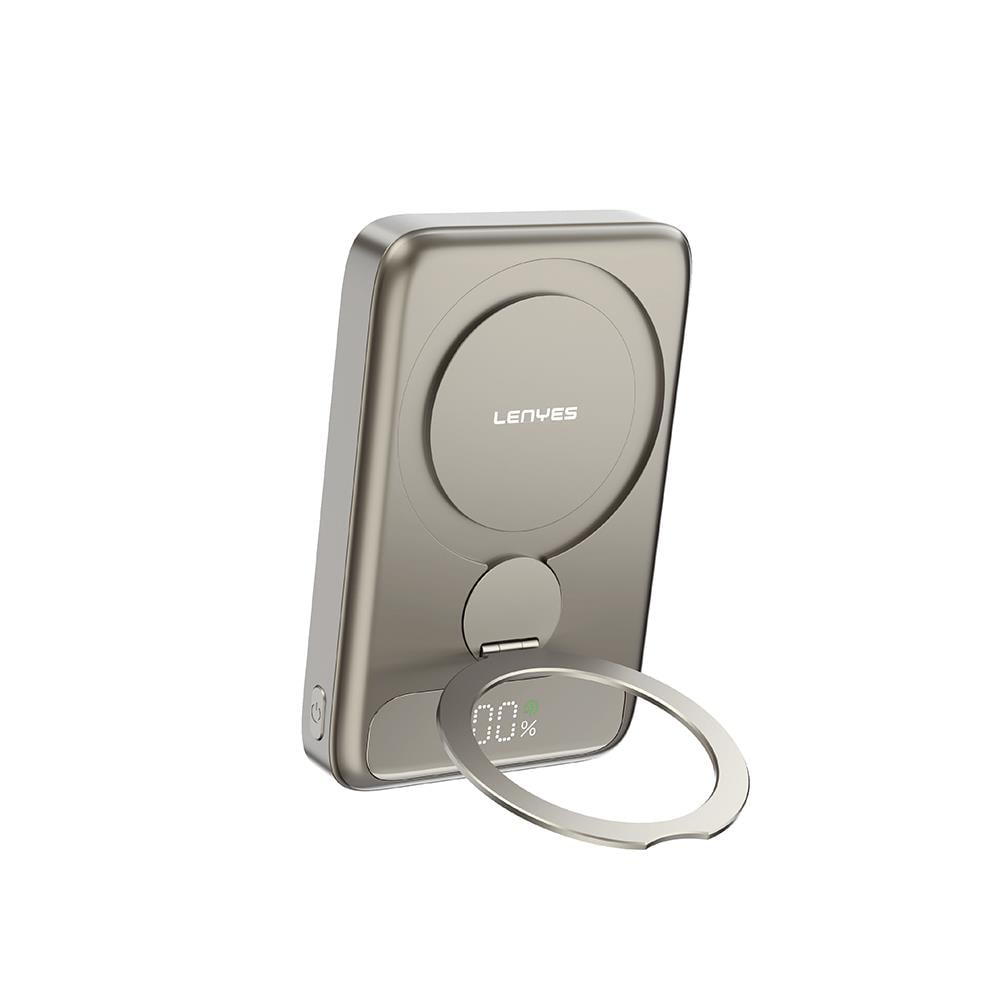 Lenyes PW1012D PD 20W Dijital LED Göstergeli 360 Derece Dönebilen Standlı Kablosuz Şarj Özellikli Wireless Powerbank 15W 10000mAh