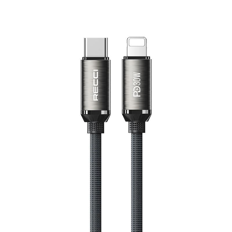 Recci RS35CL Type-C to Lightning PD 30W Örgü Tasarımlı Hızlı Şarj Özellikli Data ve Şarj Kablosu 1M