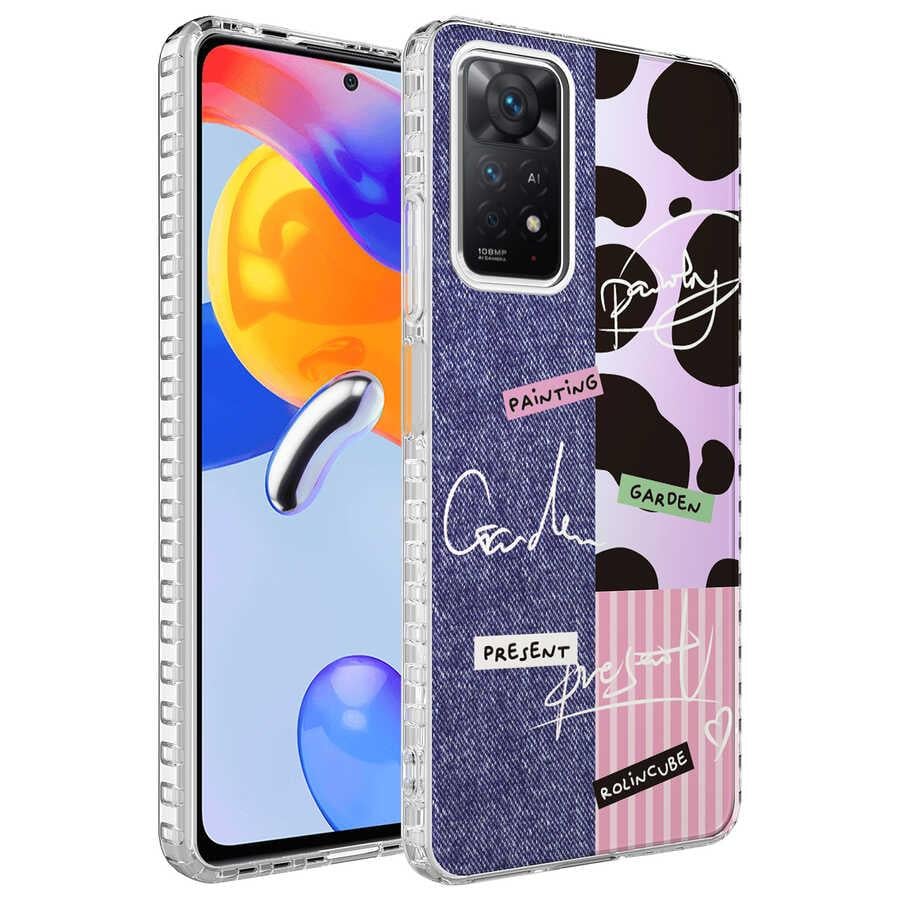 Xiaomi Redmi Note 11 Global Kılıf Airbag Kenarlı Renkli Desenli Silikon Zore Elegans Kapak