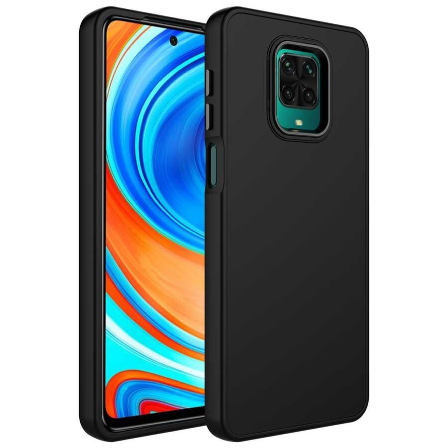 Xiaomi Redmi Note 9 Pro Kılıf Metal Çerçeve ve Buton Tasarımlı Silikon Zore Luna Kapak