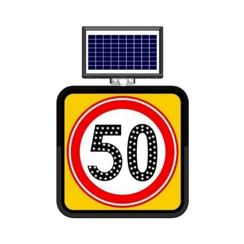 60x60 cm Güneş Enerjili Solar Ledli Azami Hız 50 km Levhası