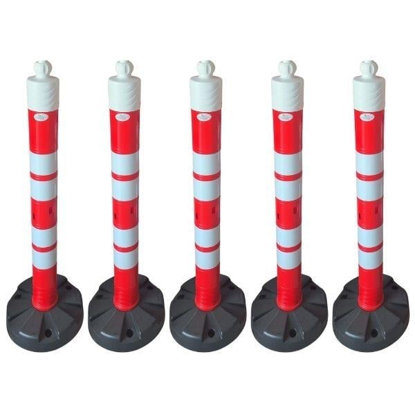 120 cm Ağırlıklı Trafik Dubası 5li Set – Kırmızı Uyarı Dikmesi