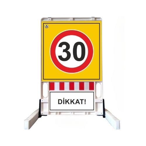 Azami Hız Sınırı 30 km Levhalı Katlanır Bariyer – 150x90