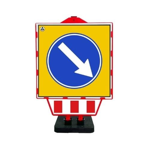 Sağa Yönlendirme Plastik Katlanır Uyarı Levhalı Bariyer
