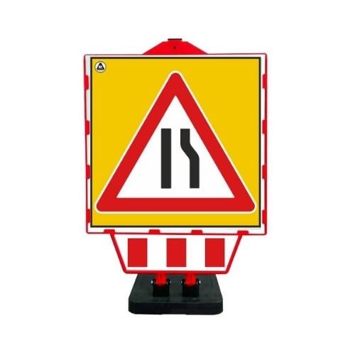 Sağdan Daralan Yol Plastik Katlanır Uyarı Levhalı Bariyer