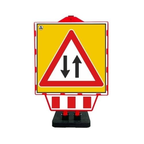 Tek Gidiş Geliş Yönlendirme Plastik Katlanır Uyarı Levhalı Bariyer