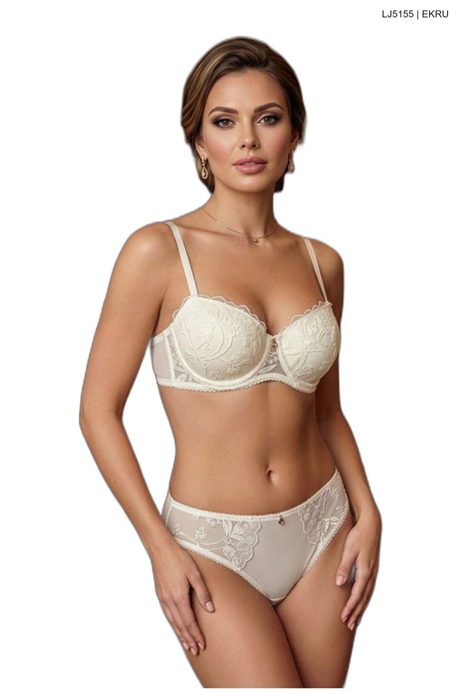 Le Jardin 5155 Kadın Dantelli Brodeli Taşlı B Cup Sütyen Takım