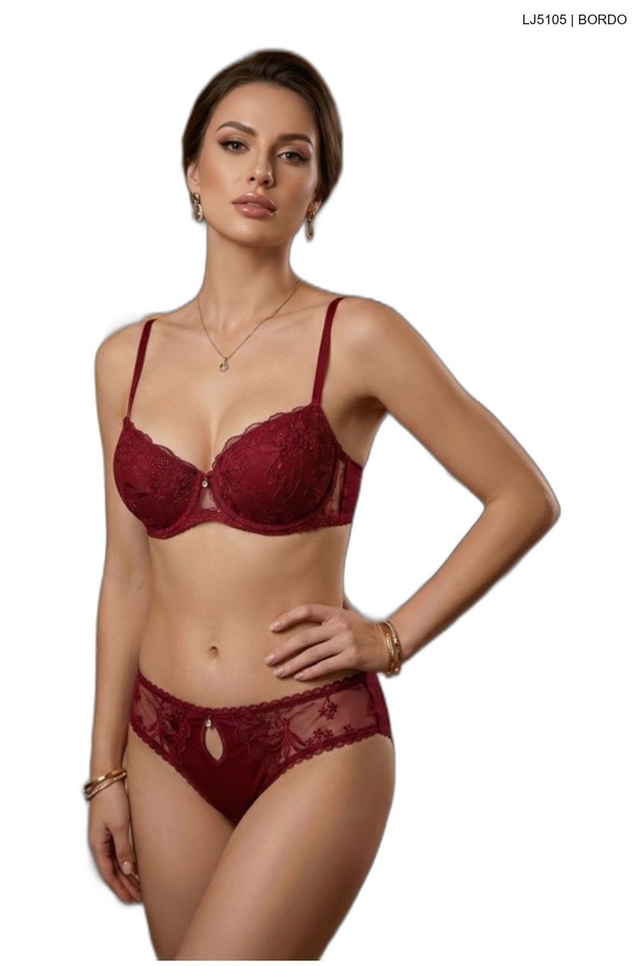 Le Jardin 5105 Kadın Brodeli Push Up Dolgulu Silikonlu B Cup Sütyen Takım