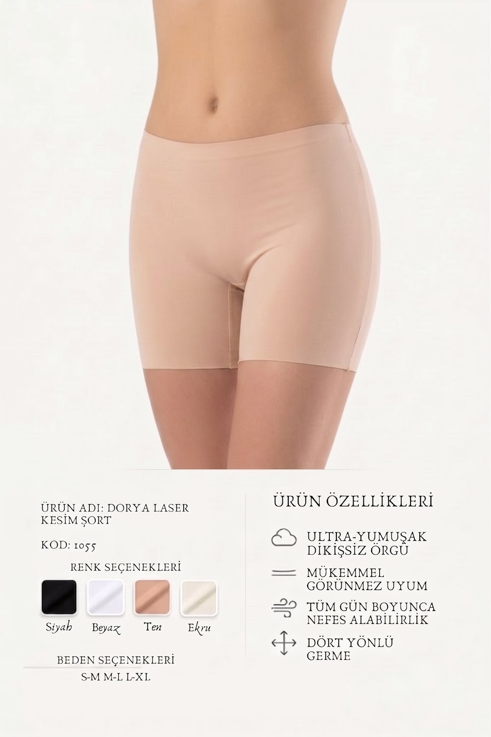 LAZER KESİM BOXER KADIN 1055