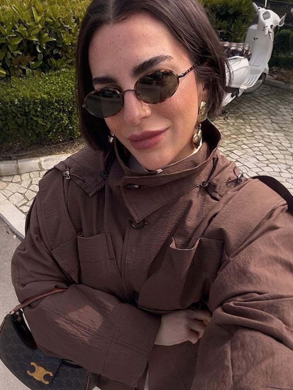 Retro Leopar Desen Çerçeve UV400 güneş gözlük