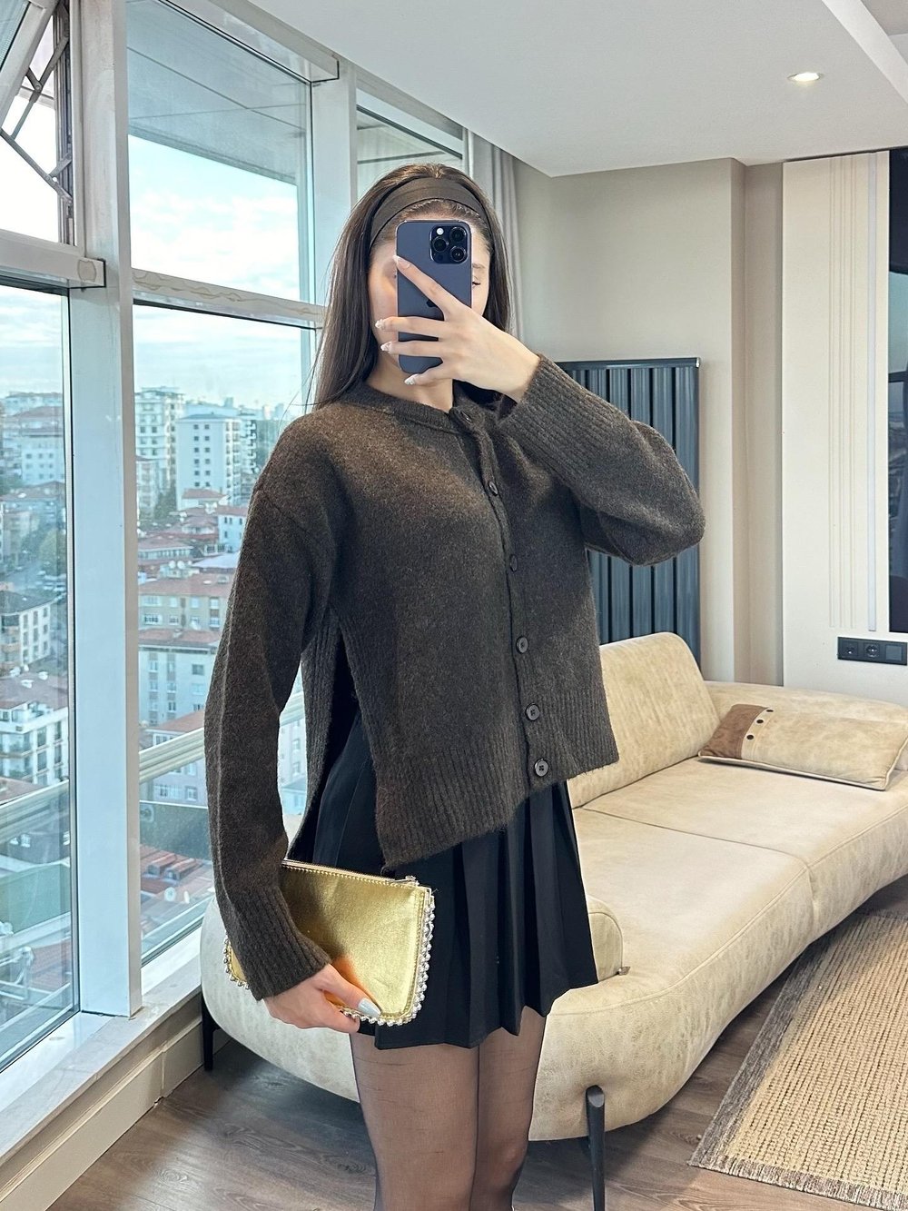 ALARA YANI YIRTMAÇLI YUMOŞ HIRKA-Kahve 