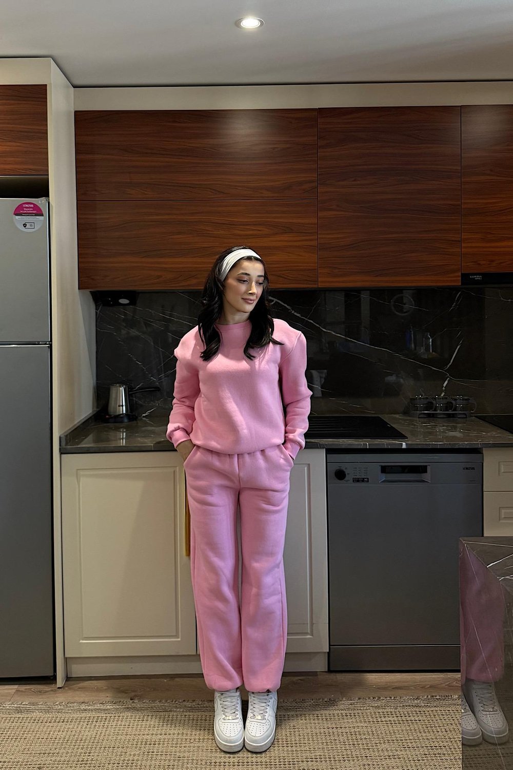 COZY ÜÇ İPLİK ŞARDONLU TAKIM-Pembe