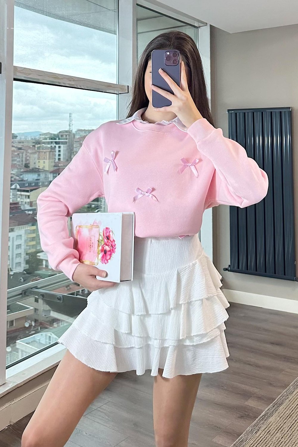 MELO FİYONKLU SWEAT-Pembe