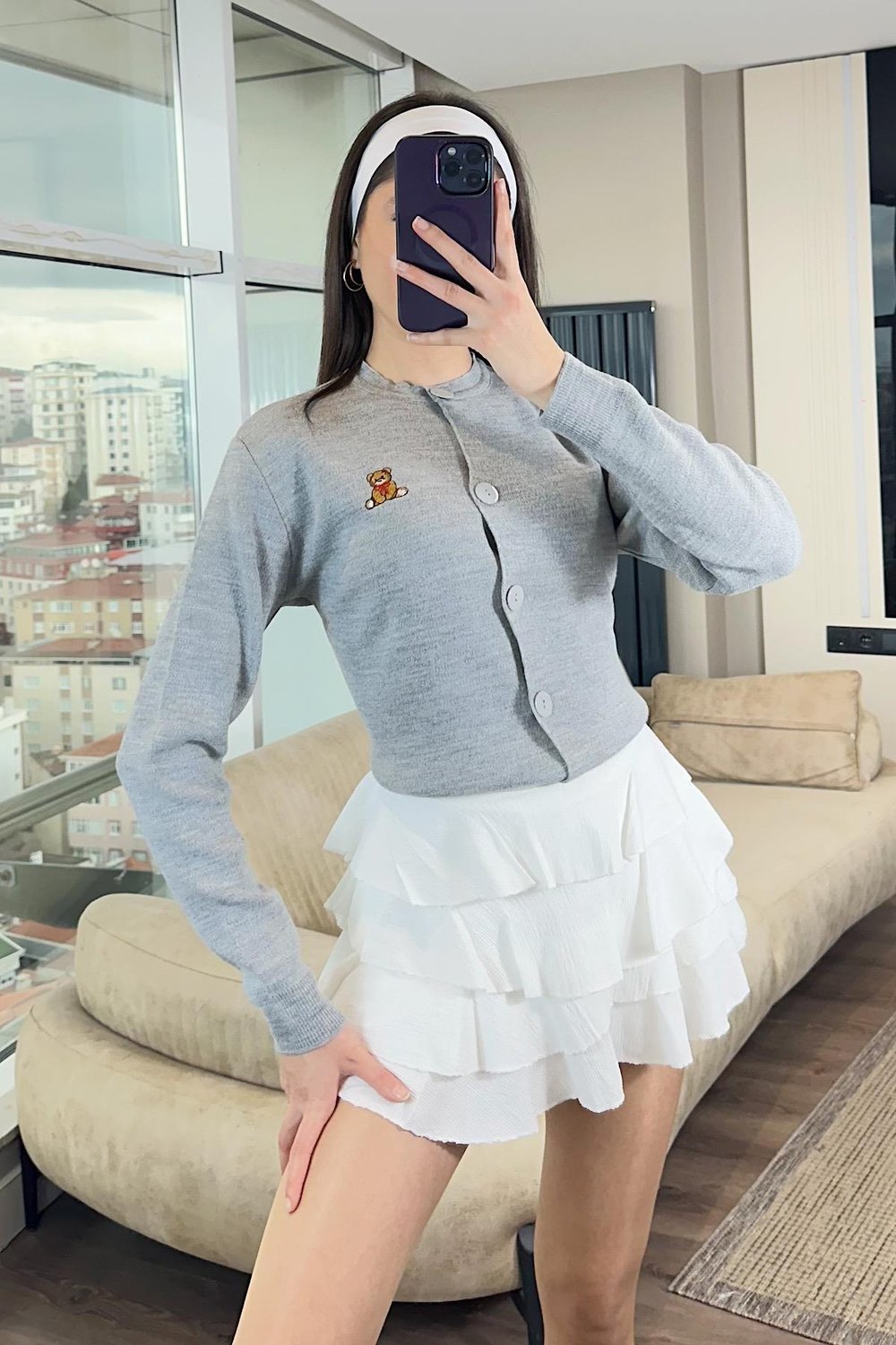 TEDY NAKIŞLI HIRKA-Gri