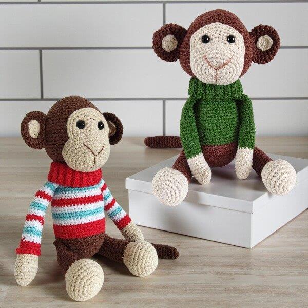 amigurumi kazaklı maymun yeşil
