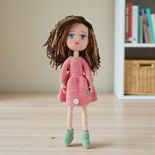 amigurumi  pembe elbiseli kız