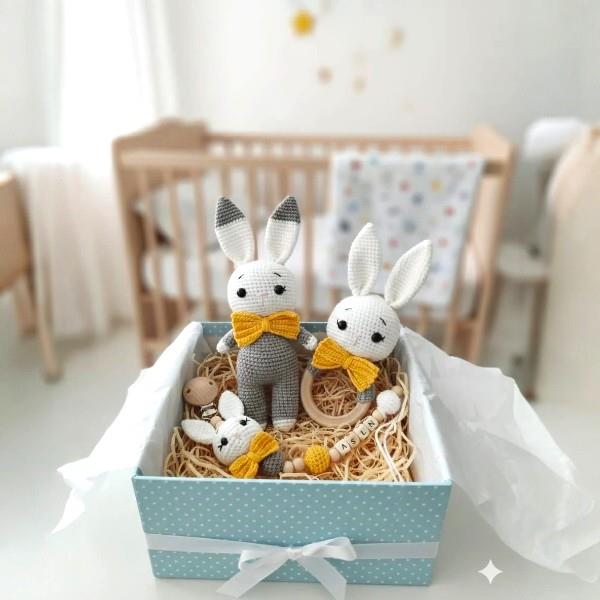 Amigurumi yeni doğan tavşan set hediyelik 