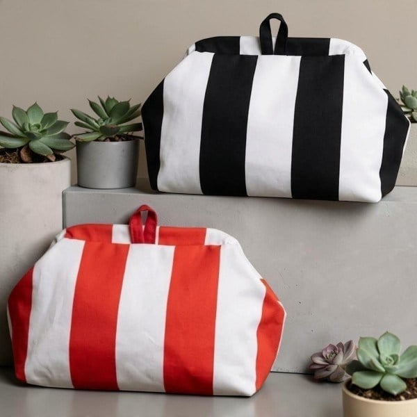 Çizgili El Yapımı Gizli Burslu Astarlı Çanta – 30 × 20 cm