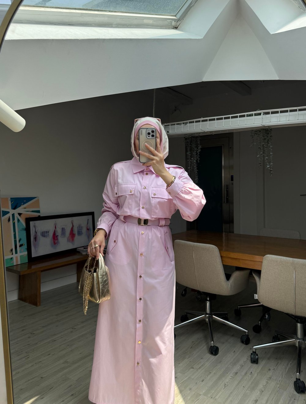 Burbery Tasarım Elbise-Pembe