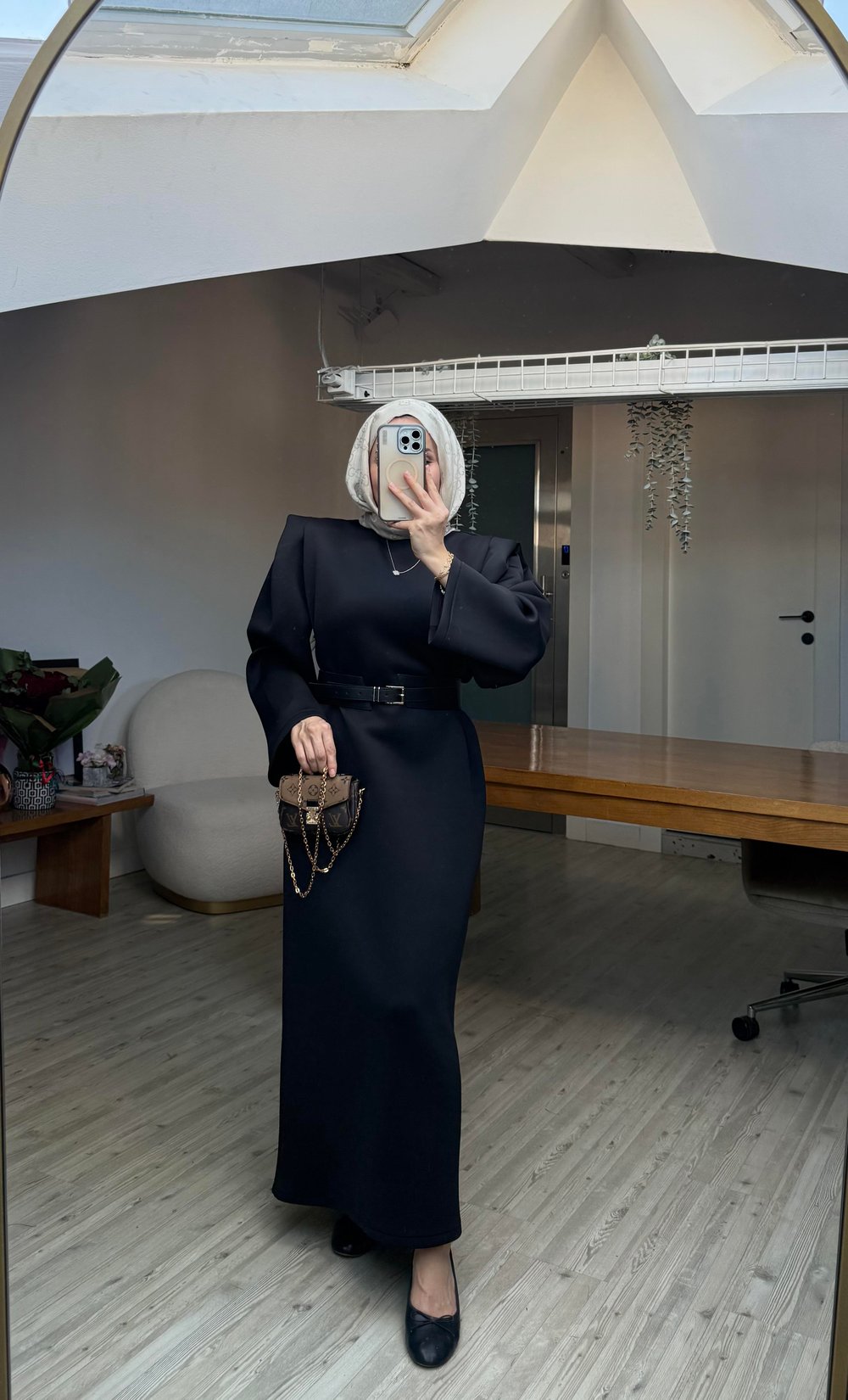 Diana Kemerli Puf Elbise Siyah