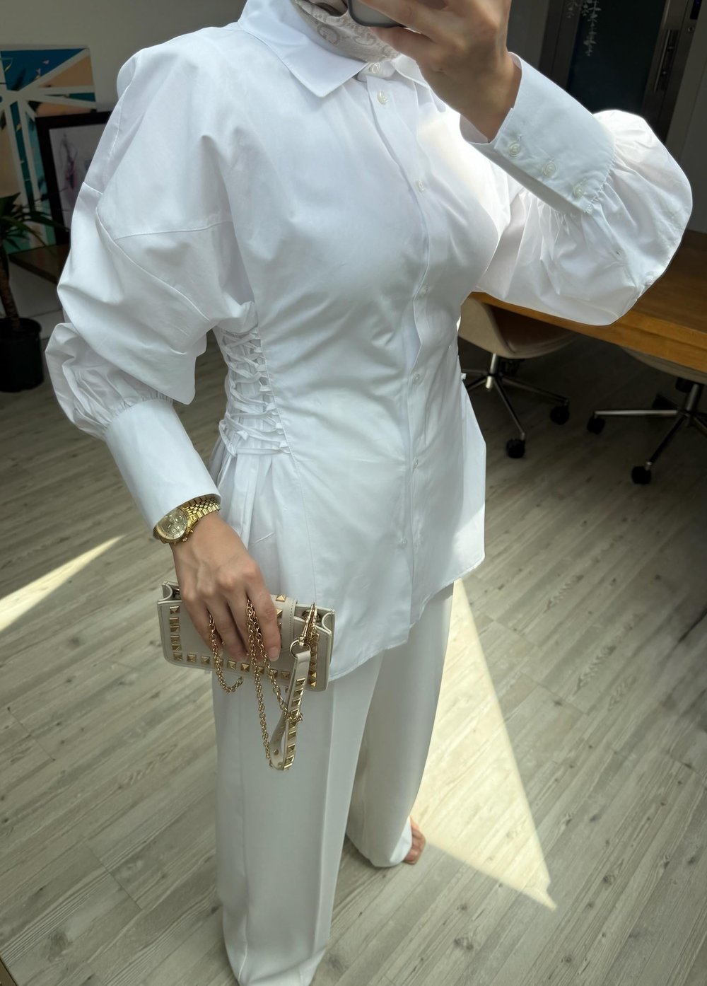 Helena Tasarım Gömlek -Beyaz