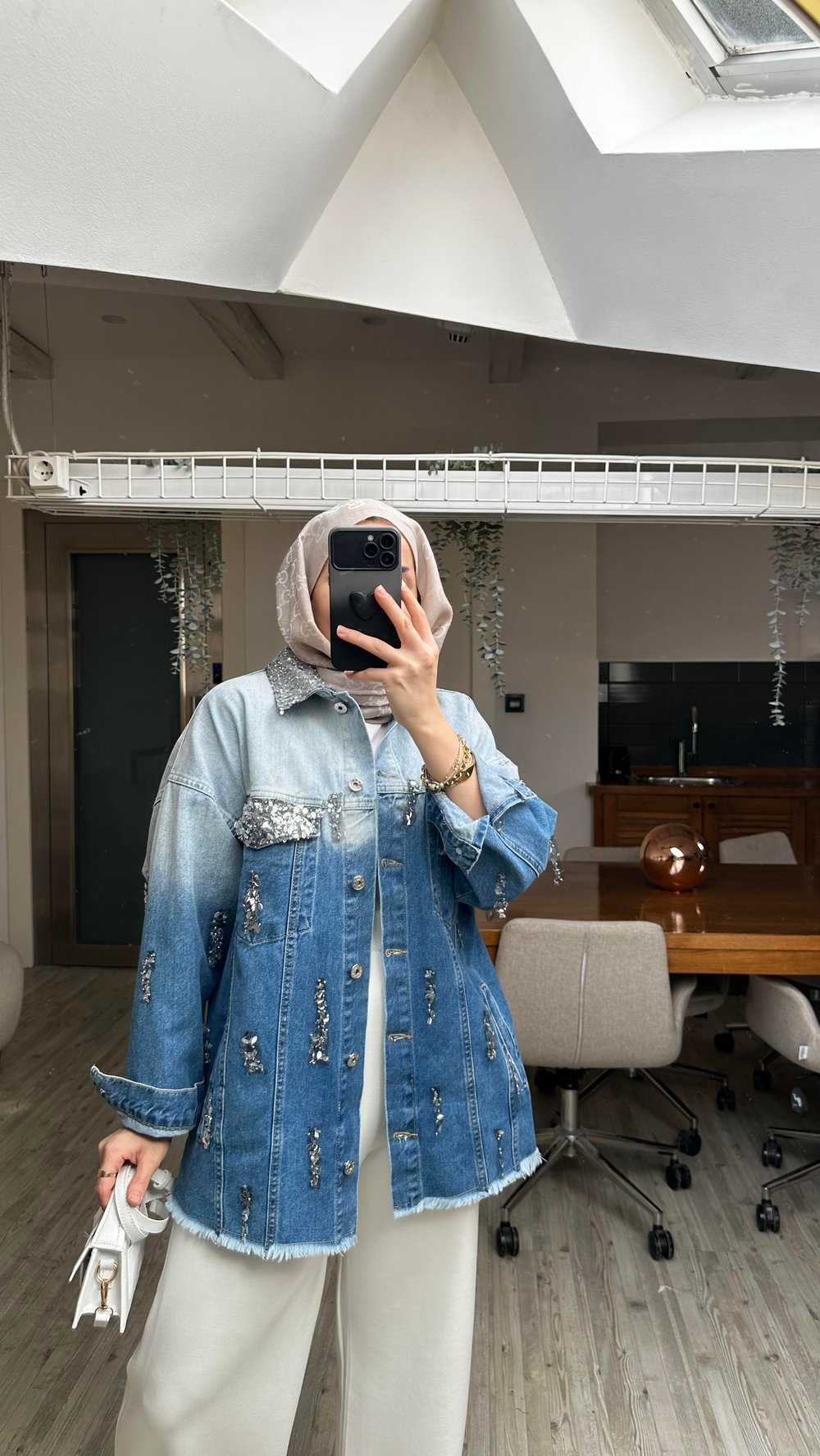 İthal Tasarım Denim Ceket 