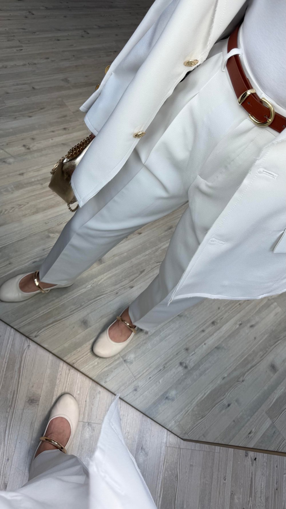 Zara Kemerli Basic Pantolon-Beyaz