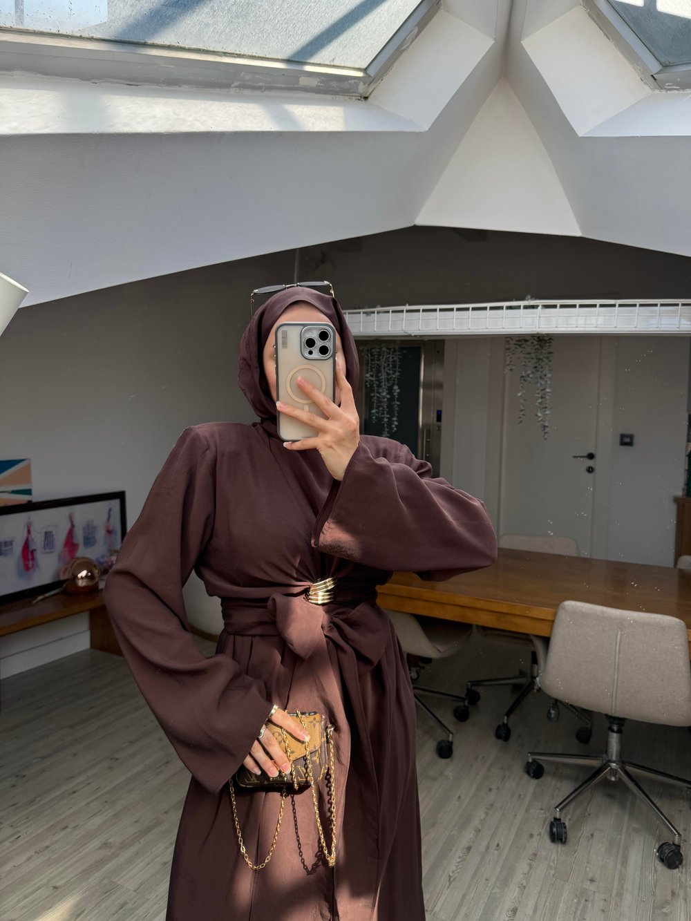 Lilyum Tasarım Elbise- Kahverengi
