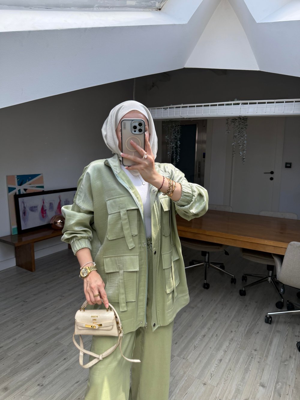 Mia Cep Detaylı Tasarım Takım/Olive-Ön Sipariş