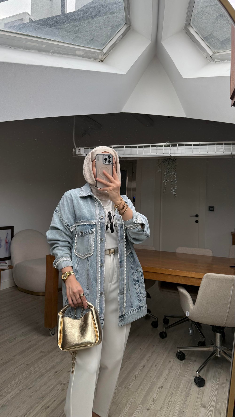 Özel Tasarım İnci Denim Ceket