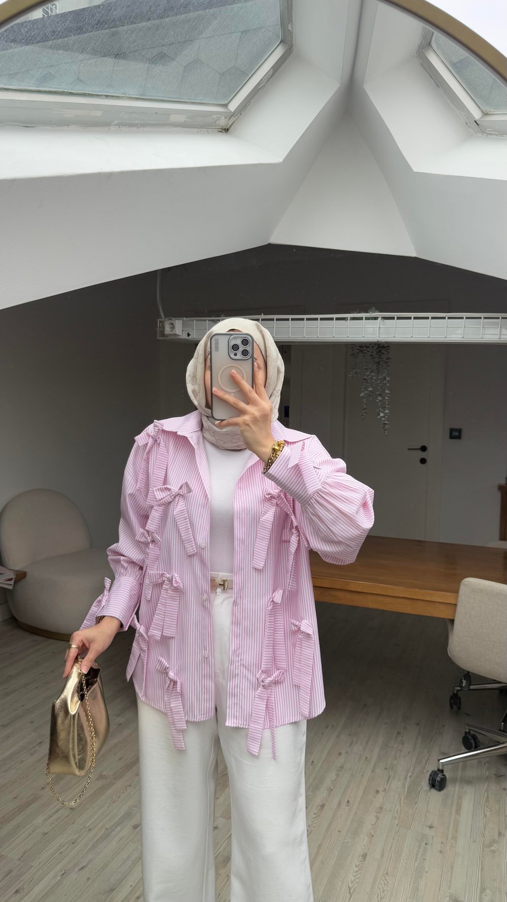 Pearly Tasarım Gömlek-Pembe 