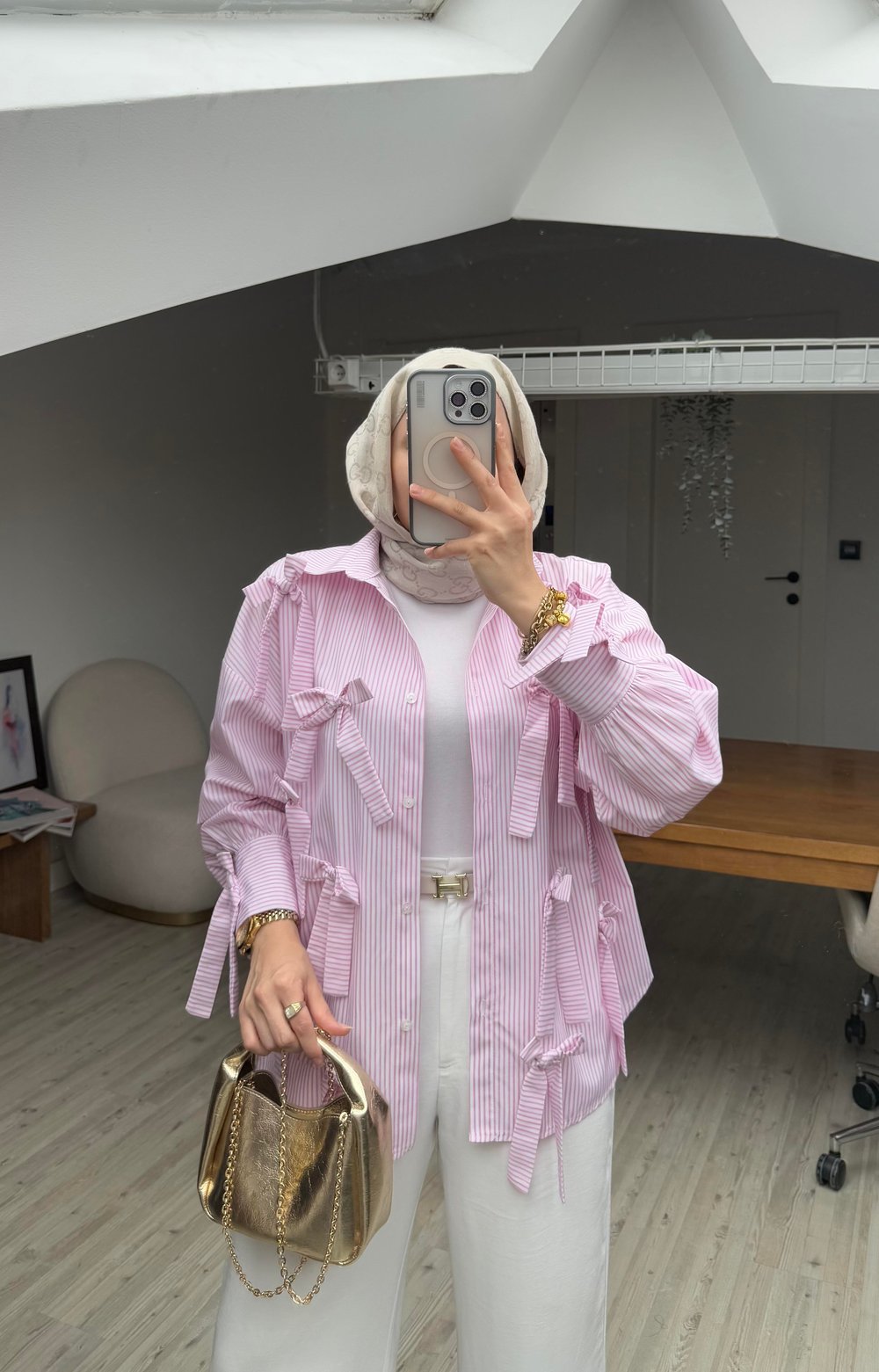 Pearly Tasarım Gömlek-Pembe 